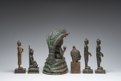 A varied collection of Asian figures of Buddhist deities, a.o. Thailand, Burma, India, etc., 10th C. and later