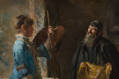 David Oyens (1842-1902): 'Le marchand d'&eacute;toffes', oil on canvas, dated (18)86