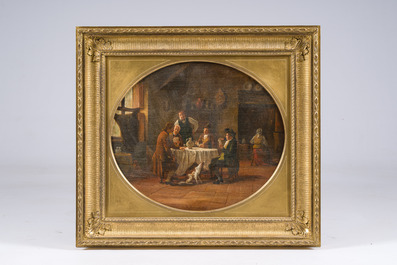 Jan Vermeert (1801&ndash;1872?): The card game, oil on panel, dated 1828