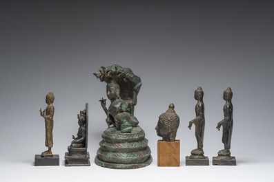 A varied collection of Asian figures of Buddhist deities, a.o. Thailand, Burma, India, etc., 10th C. and later