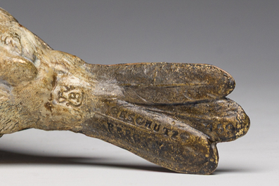 Franz Xaver Bergmann (1861-1936): Een Weense polychroom koud beschilderde bronzen model van een zanglijster, 19de/20ste eeuw