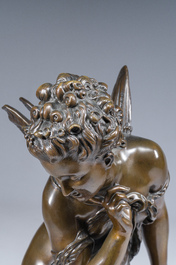 Mathurin Moreau (1822-1912): 'Libellule', brown patinated bronze on a black marble base