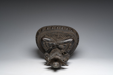 A Sino-Tibetan patinated bronze figure of Buddha, 20th C.