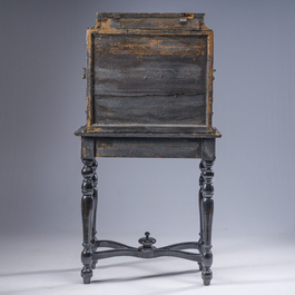 An ebonized wooden and tortoiseshell-veneered Antwerp cabinet on stand, 17th C. and later