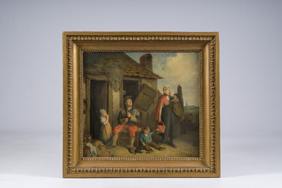 Petrus Franciscus Greive (1811&ndash;1872): The fisherman&rsquo;s family in front of their home, oil on canvas, dated 1856