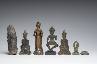 A varied collection of Asian figures of Buddhist deities, a.o. Thailand, Burma, India, etc., 10th C. and later