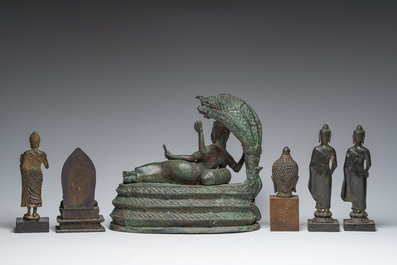 A varied collection of Asian figures of Buddhist deities, a.o. Thailand, Burma, India, etc., 10th C. and later