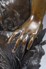 Mathurin Moreau (1822-1912): 'Libellule', brown patinated bronze on a black marble base