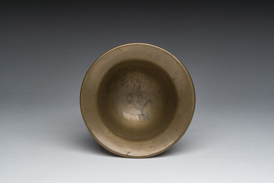 A French bronze mortar with relief design, 16th/17th C.
