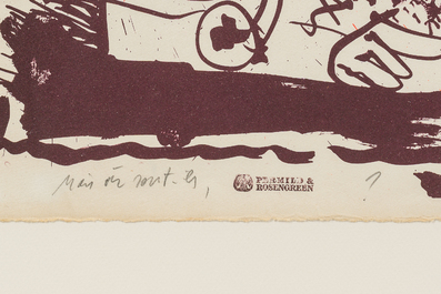 Pierre Alechinsky (1927): 'Mais o&ugrave; sont-ils', lithograph in colours, ed. 79/90, (1963)