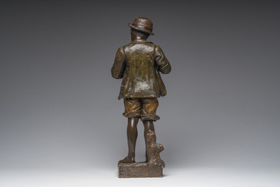 Cherc for Goldscheider (Hans Sch&ouml;rk (1849-1899), after): A polychrome decorated terracotta figure of a youth, Goldscheider mark, 20th C.