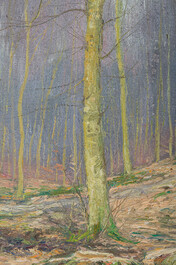 Louis Clesse (1889-1961): 'Automne en for&ecirc;t', oil on board