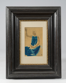 Auguste Rodin (1840-1917, after): Lady in a blue dress, multiple via the Jacomet procedure, with a stamp of the Mus&eacute;e Rodin