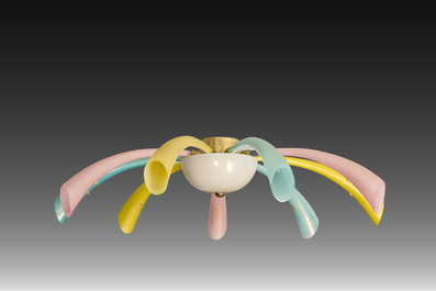 Angelo Barovier (1927-2008): 'Fuochi artificiali', a nine-armed chandelier in mouth-blown Venetian glass, Barovier &amp; Toso, Italy