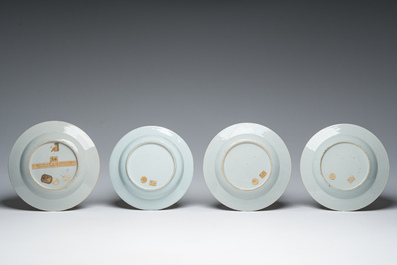 Eleven Chinese Imari style and famille rose plates with floral design, Yongzheng/Qianlong