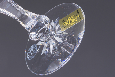 A French 48-piece collection of colourless crystal glasses with etched design, Bayel, 20th C.