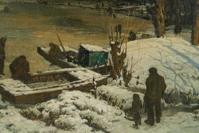 Alfons De Cuyper (1887-1950): Animated winter landscape, oil on canvas