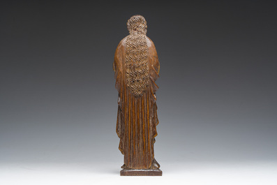 A Flemish carved, polychrome decorated and gilt oak sculpture of a female saint or 'Poup&eacute;e de Malines', 16th C.