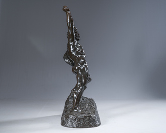 Jef Lambeaux (1852&ndash;1908): 'The triump' or 'The victor', brown patinated bronze