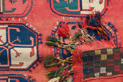 An Uzbek wool Lakai Kelim (Kilim) rug with geometric design, ca. 1900