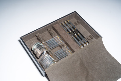 A French 83-piece silver-plated cutlery set and six underplates, model Aria, Christofle, 20th C.