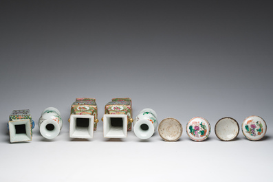A varied collection of Chinese famille rose and famille verte porcelain, 19th/20th C.