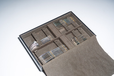 A French 83-piece silver-plated cutlery set and six underplates, model Aria, Christofle, 20th C.