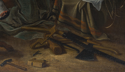 Flemish school: The adoration of the shepherds, oil on canvas, 17th C.