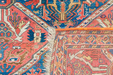 An Azerbaijani rug with geometric design, wool on cotton, 20th C.