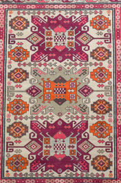 Four oriental carpets, a.o. three Turkish Kelim (Kilim) rugs with geometric design, wool on cotton, 20th C.