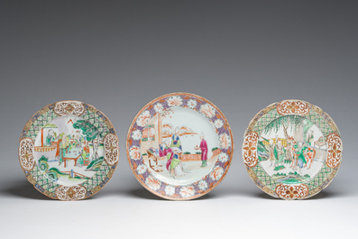 A varied collection of Chinese famille rose and Imari style porcelain with floral and Mandarin design, 18th/19th C.