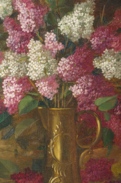 C&eacute;line Genyn (19&egrave;me/20&egrave;me si&egrave;cle): Deux natures mortes de fleurs, huile sur toile