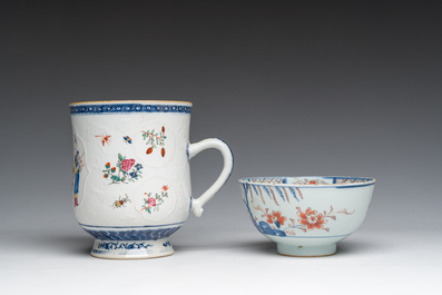A varied collection of Chinese famille rose and Imari style porcelain with floral and Mandarin design, 18th/19th C.
