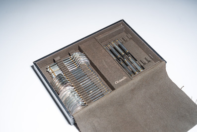 A French 83-piece silver-plated cutlery set and six underplates, model Aria, Christofle, 20th C.