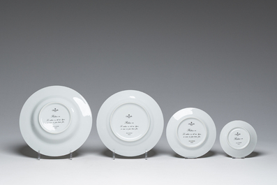 A French 50-piece polychrome and gilt porcelain 'Ruban or' service, Christofle, 20th C.