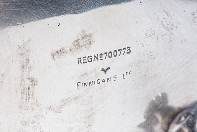 Three English silver sauce boats and a pair of 'armorial' salt cellars, 18th/20th C.
