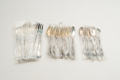 A French 141-piece silver-plated cutlery set, model Marly, Christofle, 20th C.