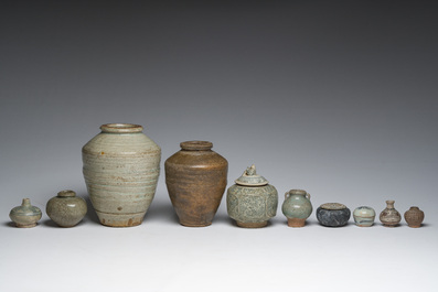 A varied collection of Asian mostly monochrome glazed ceramics, a.o. China and Southeast Asia, 15th C. and later