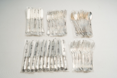 A French 141-piece silver-plated cutlery set, model Marly, Christofle, 20th C.
