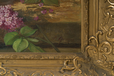 C&eacute;line Genyn (19&egrave;me/20&egrave;me si&egrave;cle): Deux natures mortes de fleurs, huile sur toile
