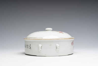 A varied collection of Chinese famille rose and qianjiang cai porcelain with floral design and animated scenes, 19th/20th C.