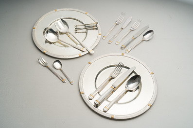 A French 83-piece silver-plated cutlery set and six underplates, model Aria, Christofle, 20th C.