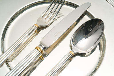 A French 83-piece silver-plated cutlery set and six underplates, model Aria, Christofle, 20th C.