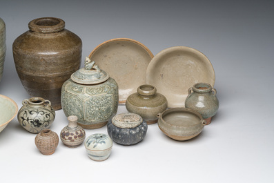 A varied collection of Asian mostly monochrome glazed ceramics, a.o. China and Southeast Asia, 15th C. and later