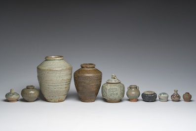 A varied collection of Asian mostly monochrome glazed ceramics, a.o. China and Southeast Asia, 15th C. and later