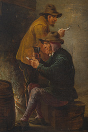School of Teniers (David Teniers II, 1610-1690): Animated inn scene, oil on panel, 17th C.