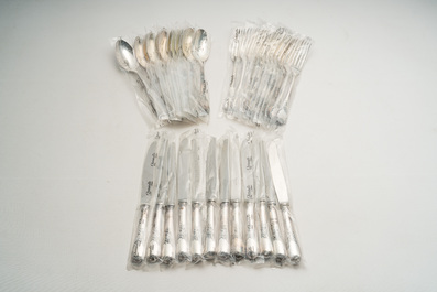 A French 141-piece silver-plated cutlery set, model Marly, Christofle, 20th C.