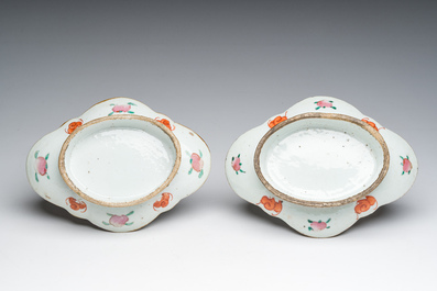 A varied collection of Chinese famille rose and qianjiang cai porcelain with floral design and animated scenes, 19th/20th C.