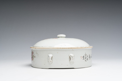 A varied collection of Chinese famille rose and qianjiang cai porcelain with floral design and animated scenes, 19th/20th C.