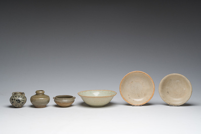 A varied collection of Asian mostly monochrome glazed ceramics, a.o. China and Southeast Asia, 15th C. and later